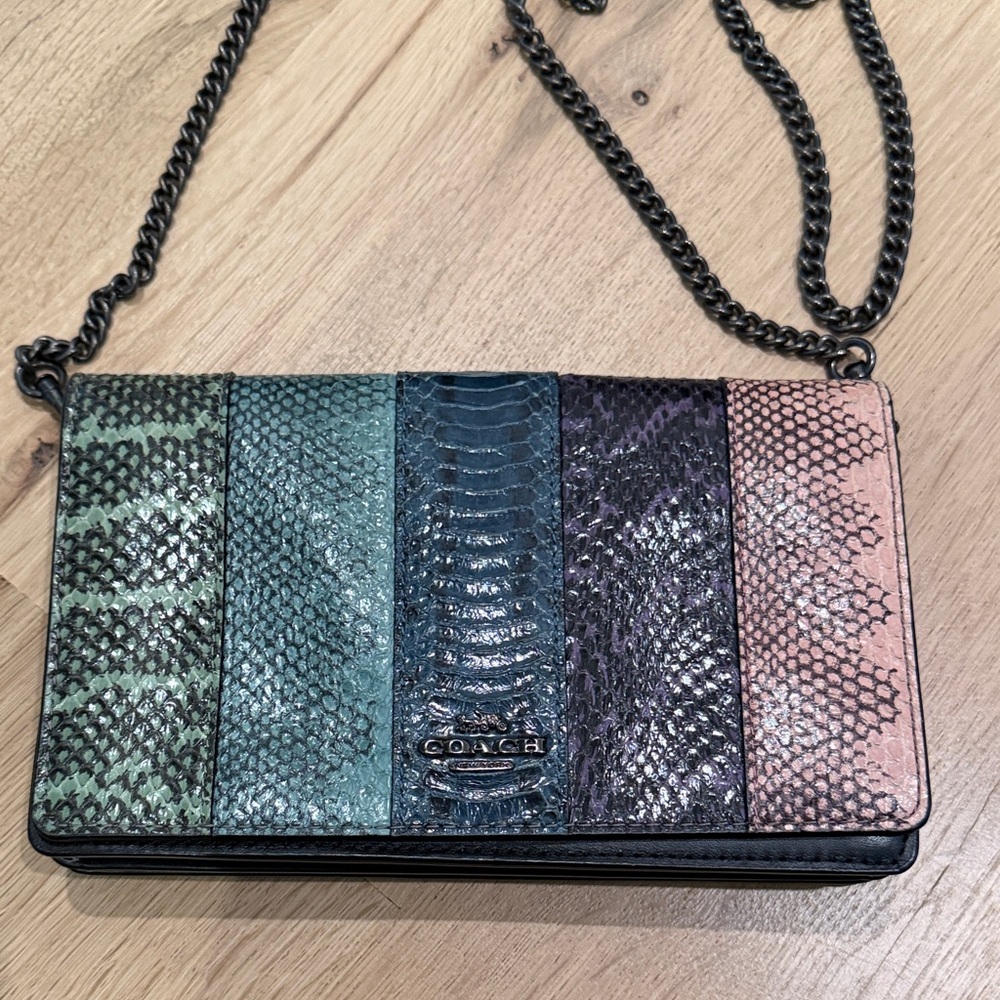 Coach Multicolor Snakeskin Clutch